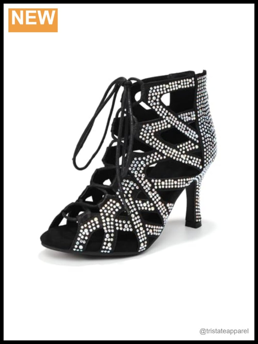 Latin Dance Boots Salsa Bachata Ankle Open Toe Rhinestone Practice Performance